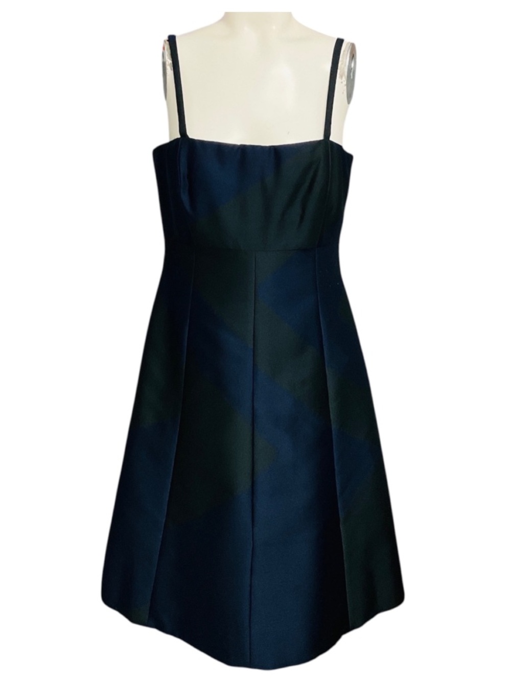 GIORGIO ARMANI BORGO 21 COLLECTION NAVY BLUE / BLACK SILK SATIN BUBBLE DRESS